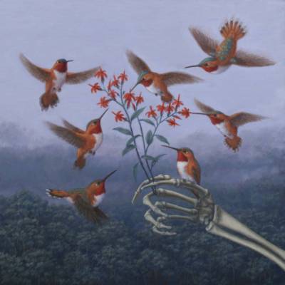 Hummingbirds and hand by Sandra Yagi